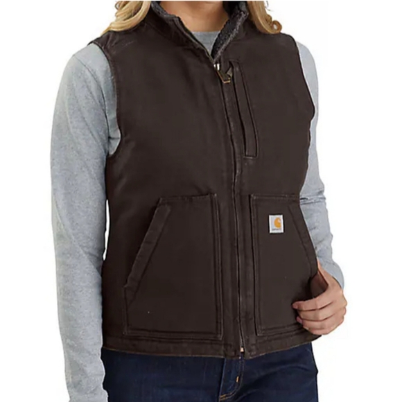 Carhartt Duck Sherpa Lined Mock Neck Vest - Picture 2 of 8